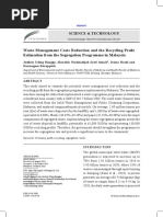 Waste Management Costs Reductions and The Recycling Profit From The Segregation Programme in Malaysia