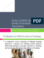 Evaluation of Effectiveness of Training