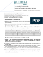 Questionário Aula 05 - DETERMINAÇÃO DE UMIDADE E CINZAS