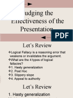 Judging The Effectiveness of The Presentation