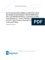 ACTUALIZACIÓN SOBRE LA PROTECCIÓN DE MARCAS NOTORIAS Y RENOMBRADAS EN LA JURISPRUDENCIA. Gabriel Martinez Medrano. 