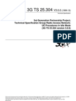 3rd Generation Partnership Project Technical Specification Group Radio Access Network UE Procedures in Idle Mode (3G TS 25.304 Version 3.0.0)