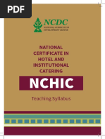 National Certificate in Hotel and Institutional Catering