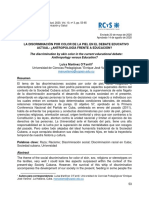 La Discriminación Por Color de La Piel en El Debate Educativo Actual: ¿Antropología Frente A Educación?