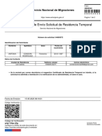 Comprobante de Envío Solicitud de Residencia Temporal: Servicio Nacional de Migraciones