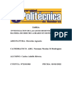 Tarea de Investigaion Las Leyes Bigentes en Materia de Derecho Agrario en Honduras