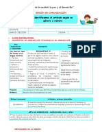 Artículo Género y Número - Sesion de Aprendizaje