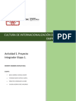 Cultura de Internacionalización de Las Empresas: Actividad 5. Proyecto Integrador Etapa 1