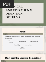 Give Technical and Operational Definition of Terms