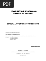 Evaluation 6e Espagnol Livrets Enseignant Et El Ve Rentr e 2006