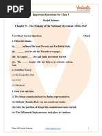 Important Questions For CBSE Class 8 Social Science Our Past 3 Chapter 9 - The Making of The National Movement - 1870s - 1947