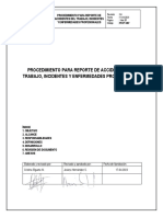 Procedimiento para Reporte de Accidentes Del Trabajo, Incidentes y Enfermedades Profesionales