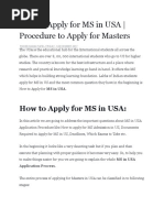 Procedure To Apply For Masters