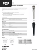 Product Specifications: KSM8 Dualdyne Handheld Dynamic Vocal Microphone