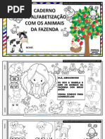 Caderno de Alfabetização Animais Fazenda