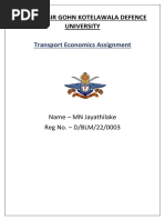 Transport Economics - Assignment 2 - 123801