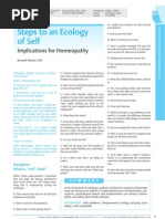 Steps To An Ecology of Self Implications For Homeopathy