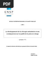 Le Développement de La Chirurgie Ambulatoire Et Ses Conséquences Sur La Qualité de La Prise en Charge