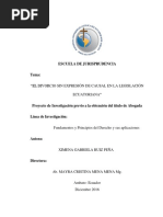 Escuela de Jurisprudencia: "El Divorcio Sin Expresión de Causal en La Legislación Ecuatoriana"