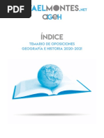 Índice Temario de Oposiciones Geografía e Historia 2020-2021