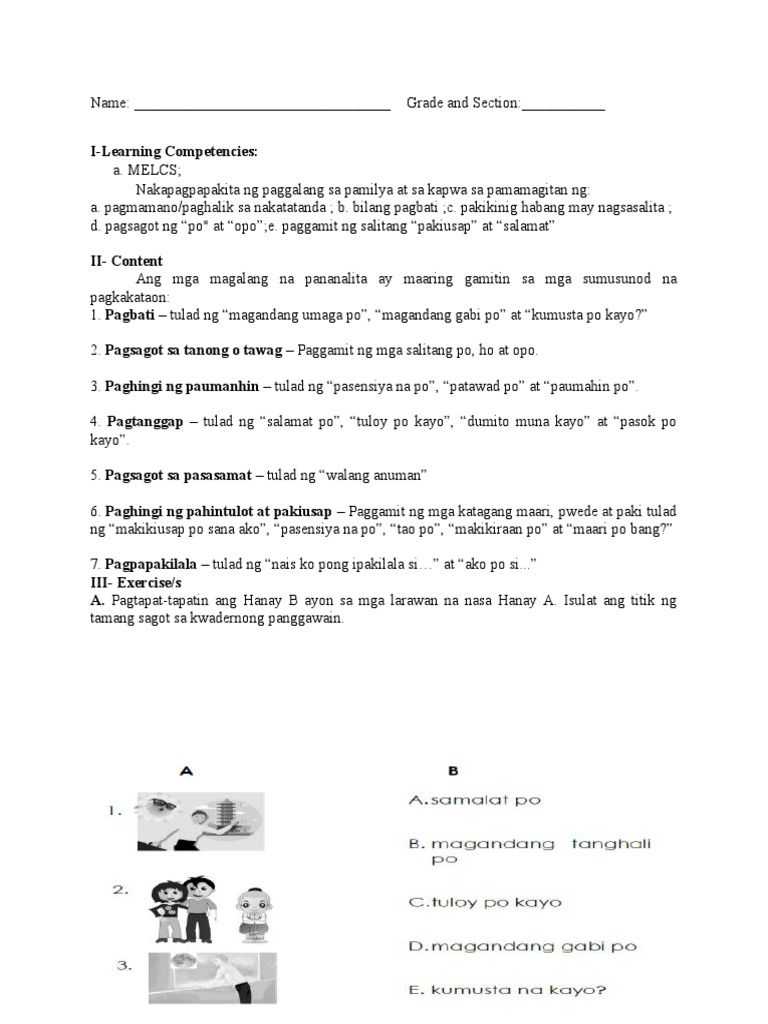 ESP 1 Activity Sheets | PDF