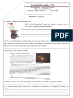 Prova Bimestral de Ciências 6º e 7º Ano 2023