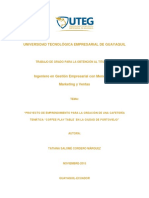 Proyecto de Emprendimiento para La Creación de Una Cafetería Temática Coffee Play Table en La Ciudad de Portoviejo