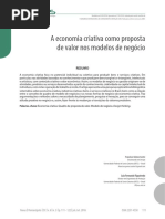 A Economia Criativa Como Proposta de Valor Nos Modelos de Negócio