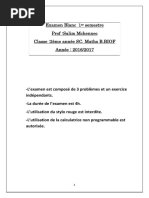 Examen Blanc 1 Semestre Prof:Salim Mchennec Classe:2ème Année SC. Maths B.BIOF Année: 2016/2017