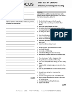 Focus4 2E Unit Test Dictation Listening Reading Unit4 GroupB