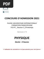 2021 FUI-FF Session 2 SUJET DE PHYSIQUE