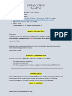 Defamation - Law of Tort