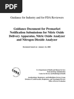 Guidance Document For Premarket Notification Submissions For Nitric Oxide Delivery Apparatus, Nitric Oxide Analyzer and Nitrogen Dioxide Analyzer