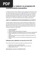 Optimizar y Mejorar Un Programa de Mantenimiento Preventivo