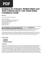 US FDA Bottled Water & Carbonated Soft Drinks - Guidance For Industry - Bottled Water and Total Coliform and E. Coli Small Entity Compliance Guide