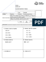 Evaluacion 7 Basico Decimales