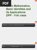 Basic Mathematics, Basic Identities and Its Applications DPP - 11th Class