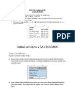 Excel and Vba Problem Set