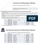 2nd Merit List MS Zoology Department of Zoology BAHAWALPUR Mphil Quota FA22 Fall 2022