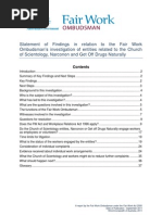 Fair Work Ombudsman Statement of Findings - Scientology