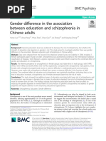 Gender Difference in The Association Between Education and Schizophrenia in Chinese Adults