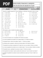 Lista Equação Do 2º Grau Hard