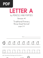 Letter A: by Pencils and Poppies Version #1: Traditional Primary Three-Lined Format