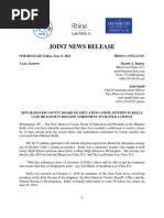 2023.06.09 Joint News Release - $5.75M Settlement Reached Between NHCBOE and Plaintiffs in Kelly Civil Case