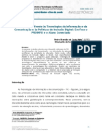 Os Educadores Frente Às Tecnologias Da Informação e Da Comunicação e Às Políticas de Inclusão Digital - em Foco o PROINFO e o Aluno Conectado