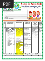 2° Escribimos Una Noticia Sobre Los Recursos Naturales - Refuerzo Escolar Unidad 4 Semana 1