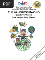 Tle 10 - Dressmaking: Quarter 4: Week 7 Learning Activity Sheets