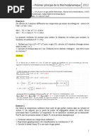 TD4 - Premier Principe de La Thermodynamique - TD4 - Sol