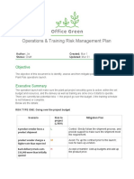 Operations & Training Risk Management Plan