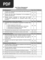 Heat Stress Management Compliance Checklist